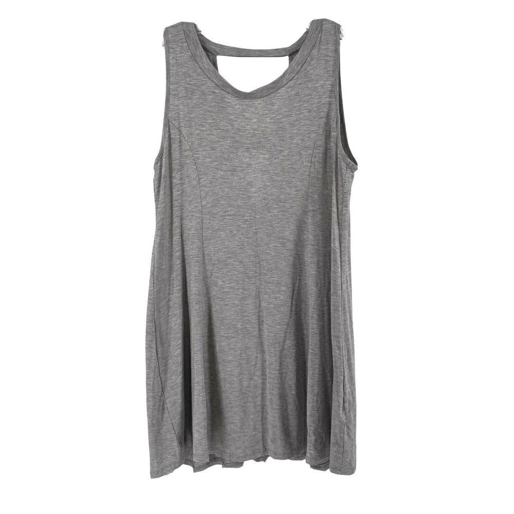 Cherish Tunic Gray Sleeveless Keyhole Back Stretch Jersey Knit Size Large Casual